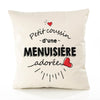 Housse de Coussin Premium Menuisiere d'amour - Coton Canvas Fairtrade Beige Idée Cadeau Décoration Canapé 40x40