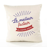 Housse de Coussin Premium Facteur Meilleur Monde - Coton Canvas Fairtrade Beige Idée Cadeau Décoration Canapé