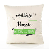 Housse de Coussin Premium Meilleur Poussin de Tous Les Temps 2 - Coton Canvas Fairtrade Beige Idée Cadeau Décoration Canapé