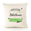 Housse de Coussin Premium Bibliothécaire Meilleure Temps Femme - Coton Canvas Fairtrade Beige Idée Cadeau Décoration Canapé