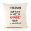 Housse de Coussin Premium Magasinier ça n'existe Pas Homme - Coton Canvas Fairtrade Beige Idée Cadeau Décoration Canapé