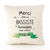 Housse de Coussin Premium Merci Bassiste Inoubliable - Coton Canvas Fairtrade Beige Idée Cadeau Décoration Canapé