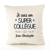 Housse de Coussin Premium Jean-Christophe Un Super Collègue - Coton Canvas Fairtrade Beige Idée Cadeau Décoration Canapé 40x40