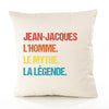 Housse de Coussin Premium Jean-Jacques Mythe Légende Vintage - Coton Canvas Fairtrade Beige Idée Cadeau Décoration Canapé 40x40
