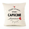 Housse de Coussin Premium Capucine d'amour - Coton Canvas Fairtrade Beige Idée Cadeau Décoration Canapé 40x40