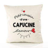 Housse de Coussin Premium Capucine d'amour - Coton Canvas Fairtrade Beige Idée Cadeau Décoration Canapé 40x40