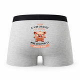 Caleçon Rayan Caractère de Cochon - Humour Boxer Gris Idée Cadeau