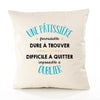 Housse de Coussin Premium Une Pâtissière Formidable - Coton Canvas Fairtrade Beige Idée Cadeau Décoration Canapé