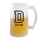 Verre à Bière Dylan Lettre Sport | Chope de Bière Pinte | Idée Cadeau Prénom Style Basket Université Anniversaire Papa Collègue Départ Retraite Noël