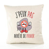 Housse de Coussin Premium arrêté de Fumer Version Blanc - Coton Canvas Fairtrade Beige Idée Cadeau Décoration Canapé