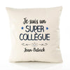 Housse de Coussin Premium Jean-Patrick Un Super Collègue - Coton Canvas Fairtrade Beige Idée Cadeau Décoration Canapé 40x40