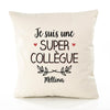 Housse de Coussin Premium Méllina Une Super Collègue - Coton Canvas Fairtrade Beige Idée Cadeau Décoration Canapé