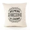Housse de Coussin Premium Delphine Déesse légende Noire - Coton Canvas Fairtrade Beige Idée Cadeau Décoration Canapé