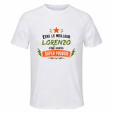Maillot de Sport Homme Meilleur Lorenzo Super Pouvoir Cadeau Anniversaire Noël Fête des Pères T-Shirt Respirant Polyester