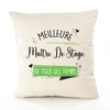 Housse de Coussin Premium Maître De Stage Meilleure Temps Femme - Coton Canvas Fairtrade Beige Idée Cadeau Décoration Canapé