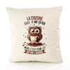 Housse de Coussin Premium La Cousine Chouette Grain - Coton Canvas Fairtrade Beige Idée Cadeau Décoration Canapé 40x40