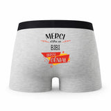Caleçon Merci Bibi Génial - Humour Boxer Gris Idée Cadeau