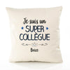 Housse de Coussin Premium Brice Un Super Collègue - Coton Canvas Fairtrade Beige Idée Cadeau Décoration Canapé