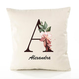 Housse de Coussin Premium Alexandra Lettre - Coton Canvas Fairtrade Beige Idée Cadeau Décoration Canapé