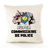 Housse de Coussin Premium Super COMMISSAIRE DE Police - Coton Canvas Fairtrade Beige Idée Cadeau Décoration Canapé