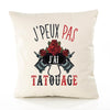 Housse de Coussin Premium Tatouage Version Blanc - Coton Canvas Fairtrade Beige Idée Cadeau Décoration Canapé