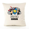 Housse de Coussin Premium Super Coeur - Coton Canvas Fairtrade Beige Idée Cadeau Décoration Canapé