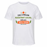 Maillot de Sport Homme Meilleur Assistant Social Super Pouvoir Cadeau Anniversaire Noël Fête des Pères T-Shirt Respirant Polyester