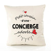 Housse de Coussin Premium Concierge d'amour - Coton Canvas Fairtrade Beige Idée Cadeau Décoration Canapé 40x40