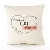 Housse de Coussin Premium Coach irremplaçable - Coton Canvas Fairtrade Beige Idée Cadeau Décoration Canapé