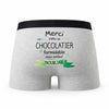Caleçon Merci Chocolatier Inoubliable - Humour Boxer Gris Idée Cadeau