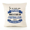 Housse de Coussin Premium Je ne suis Pas superhomme mais Je suis Footballeur Donc C'est Presque pareil - Coton Canvas Fairtrade Beige Idée Cadeau Décoration Canapé 40x40