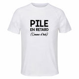 Maillot de Sport Homme Pile en Retard - T-Shirt Respirant Polyester Manches Courtes - Cadeau Sportif Anniversaire Noël Fête des Pères