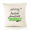 Housse de Coussin Premium Assistante Administratif Meilleure Temps Femme - Coton Canvas Fairtrade Beige Idée Cadeau Décoration Canapé