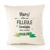 Housse de Coussin Premium Merci Filleule Inoubliable Femme - Coton Canvas Fairtrade Beige Idée Cadeau Décoration Canapé
