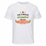 Maillot de Sport Homme Meilleur Geographe Super Pouvoir Cadeau Anniversaire Noël Fête des Pères T-Shirt Respirant Polyester