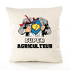 Housse de Coussin Premium Super Agriculteur - Coton Canvas Fairtrade Beige Idée Cadeau Décoration Canapé