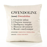 Housse de Coussin Premium Gwendoline Définition - Coton Canvas Fairtrade Beige Idée Cadeau Décoration Canapé 40x40