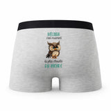Caleçon Melinda la Plus Chouette - Humour Boxer Gris Idée Cadeau