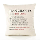 Housse de Coussin Premium Jean-Charles Définition - Coton Canvas Fairtrade Beige Idée Cadeau Décoration Canapé 40x40