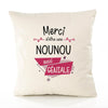 Housse de Coussin Premium Merci Nounou Géniale - Coton Canvas Fairtrade Beige Idée Cadeau Décoration Canapé