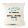 Housse de Coussin Premium Un Marchand Formidable - Coton Canvas Fairtrade Beige Idée Cadeau Décoration Canapé