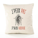 Housse de Coussin Premium Signe Vierge Version Blanc - Coton Canvas Fairtrade Beige Idée Cadeau Décoration Canapé