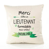 Housse de Coussin Premium Merci Lieutenant Inoubliable - Coton Canvas Fairtrade Beige Idée Cadeau Décoration Canapé