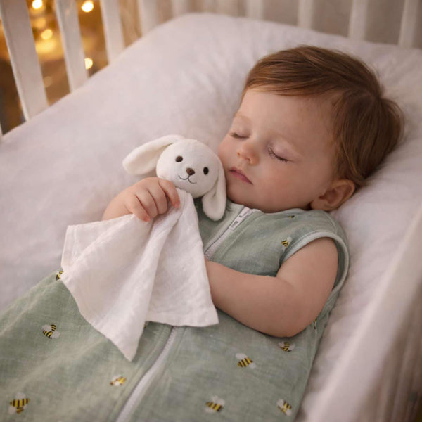Doudou Bébé Lapin Jasmine Dodo Mouton Gaze de Coton Cadeau Baby Shower