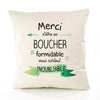 Housse de Coussin Premium Merci Boucher Inoubliable - Coton Canvas Fairtrade Beige Idée Cadeau Décoration Canapé