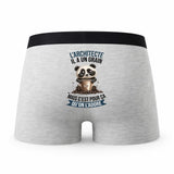 Caleçon Larchitecte Panda Grain - Humour Boxer Gris Idée Cadeau