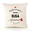 Housse de Coussin Premium Elisa d'amour - Coton Canvas Fairtrade Beige Idée Cadeau Décoration Canapé 40x40