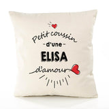 Housse de Coussin Premium Elisa d'amour - Coton Canvas Fairtrade Beige Idée Cadeau Décoration Canapé 40x40