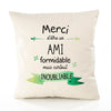Housse de Coussin Premium Merci Ami Inoubliable - Coton Canvas Fairtrade Beige Idée Cadeau Décoration Canapé