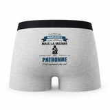 Caleçon Marraine Patronne - Humour Boxer Gris Idée Cadeau Fête des Pères